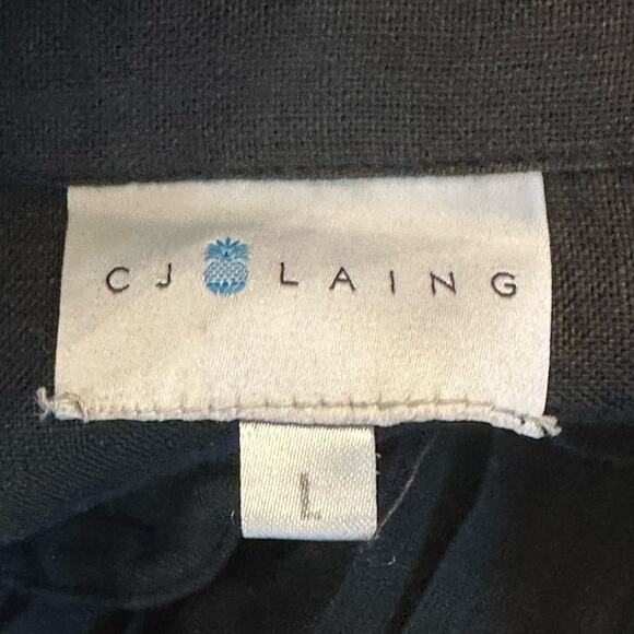 CJ Laing Black Pin Tuck Button Down Cotton Blouse Tunic Size Large - Picture 3 of 6